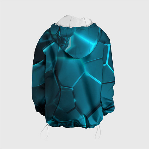 Детская куртка Неоновые холодные голубые плиты в разломе / 3D-Белый – фото 2