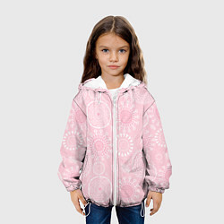 Куртка с капюшоном детская Розовый цветочный паттерн, цвет: 3D-белый — фото 2