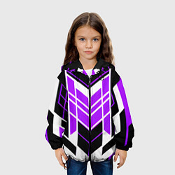 Куртка с капюшоном детская Purple and black stripes on a white background, цвет: 3D-черный — фото 2