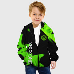 Куртка с капюшоном детская Xbox one green flame, цвет: 3D-черный — фото 2