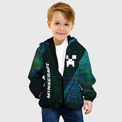 Куртка с капюшоном детская Minecraft glitch blue, цвет: 3D-черный — фото 2