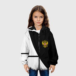 Куртка с капюшоном детская Герб РФ текстура спорт, цвет: 3D-черный — фото 2