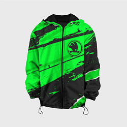 Куртка с капюшоном детская Skoda sport green, цвет: 3D-черный