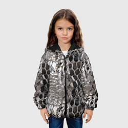 Куртка с капюшоном детская Серебряная кожа змеи, цвет: 3D-черный — фото 2