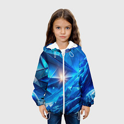 Куртка с капюшоном детская Синяя объемная абстракция со вспышкой, цвет: 3D-белый — фото 2