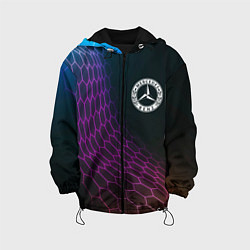 Куртка с капюшоном детская Mercedes neon hexagon, цвет: 3D-черный