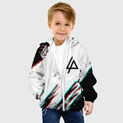 Куртка с капюшоном детская Linkin park краски глитч, цвет: 3D-белый — фото 2