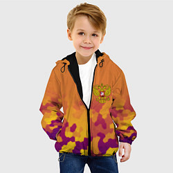 Куртка с капюшоном детская Герб РФ текстура камуфляж, цвет: 3D-черный — фото 2