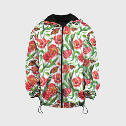 Детская куртка Красные тюльпаны