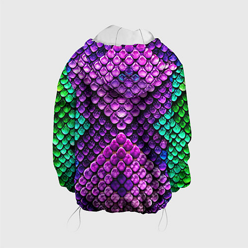 Детская куртка Фиолетовая текстурная кожа змеи / 3D-Белый – фото 2
