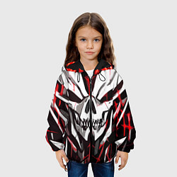 Куртка с капюшоном детская Белый череп и красные полосы на чёрном фоне, цвет: 3D-черный — фото 2
