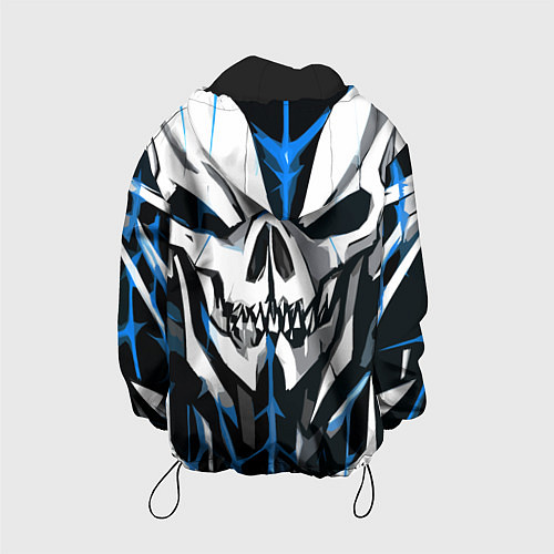 Детская куртка Белый череп и синие полосы на чёрном фоне / 3D-Черный – фото 2