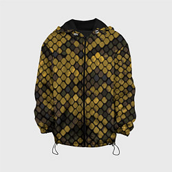 Куртка с капюшоном детская Змеиный камуфляж - текстура чешуи, цвет: 3D-черный