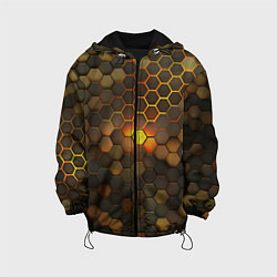 Куртка с капюшоном детская Светящиеся коричневый соты - тепловая энергия, цвет: 3D-черный