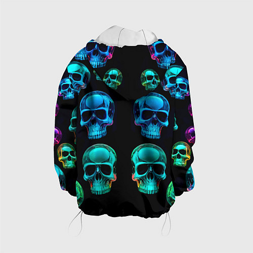 Детская куртка Neon skulls - ai art pattern / 3D-Белый – фото 2