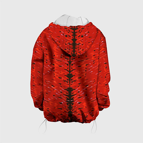 Детская куртка Чёрная вертикальная полоса на красном фоне / 3D-Белый – фото 2