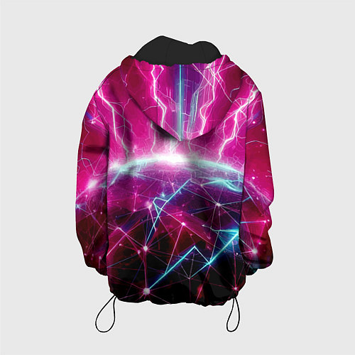 Детская куртка Неоновые молнии ударяют в планету - нейроарт / 3D-Черный – фото 2