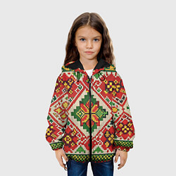 Куртка с капюшоном детская Классические русские узоры и орнамент, цвет: 3D-черный — фото 2