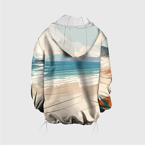 Детская куртка Летний пейзаж с женщиной на пляже / 3D-Белый – фото 2