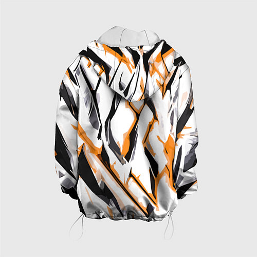 Детская куртка Чёрно-жёлтые агрессивные полосы на белом фоне / 3D-Белый – фото 2