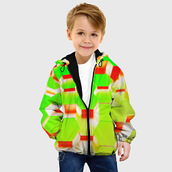 Куртка с капюшоном детская Кислотные соты, цвет: 3D-черный — фото 2