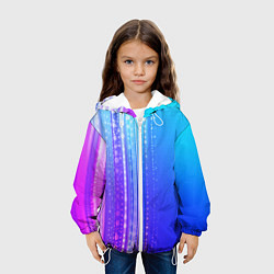 Куртка с капюшоном детская Неоновая абстракция полосы, цвет: 3D-белый — фото 2