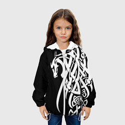 Куртка с капюшоном детская Языческий кельтский орнамент тату, цвет: 3D-белый — фото 2