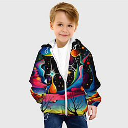 Куртка с капюшоном детская Необычная планета и космос в стиле Сальвадор Дали, цвет: 3D-белый — фото 2