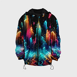 Куртка с капюшоном детская Neon fantastic metropolis - vaporwave, цвет: 3D-черный