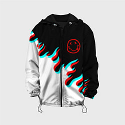 Куртка с капюшоном детская Нирвана глитч огонь, цвет: 3D-черный