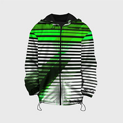 Детская куртка Зелёно-чёрные полосы на белом фоне