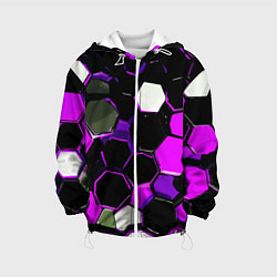 Детская куртка Розово-белые шестиугольники на чёрном фоне