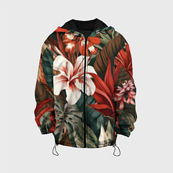 Детская куртка Алые тропические цветы