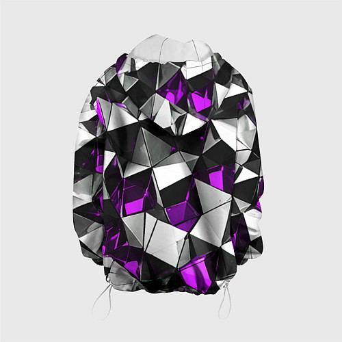 Детская куртка Фиолетово-белые рельефные треугольники на чёрном ф / 3D-Белый – фото 2