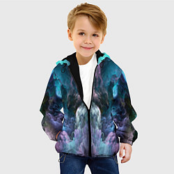 Куртка с капюшоном детская Фантастический неоновый космос, цвет: 3D-черный — фото 2
