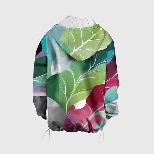 Детская куртка Акварельные листья и полоски / 3D-Белый – фото 2