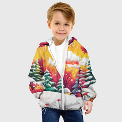Куртка с капюшоном детская Красно-желтые елочки, цвет: 3D-белый — фото 2