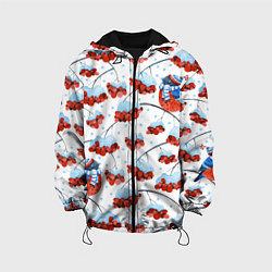 Детская куртка Снегири в шапочках на рябине