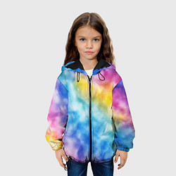 Куртка с капюшоном детская Радужный паттерн, цвет: 3D-черный — фото 2