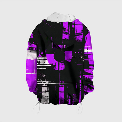 Детская куртка Фиолетово-белый гранж на чёрном фоне / 3D-Белый – фото 2