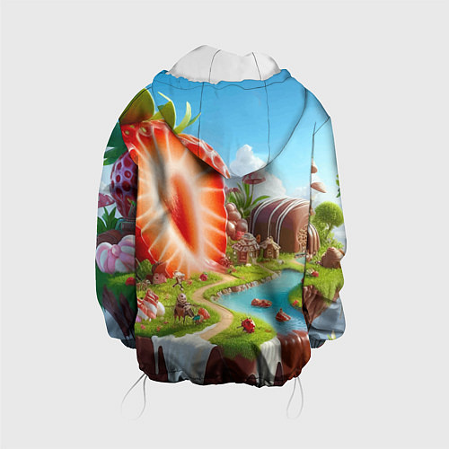 Детская куртка Клубничная планета - нейроарт фантазия / 3D-Белый – фото 2