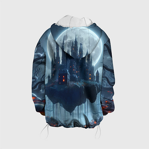 Детская куртка Замок Дракулы и неоновые грибы - нейроарт фантазия / 3D-Белый – фото 2