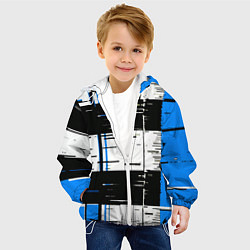 Куртка с капюшоном детская Синие и чёрные полосы на белом фоне, цвет: 3D-белый — фото 2