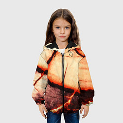 Куртка с капюшоном детская Трещины на абстрактном красном фоне, цвет: 3D-черный — фото 2