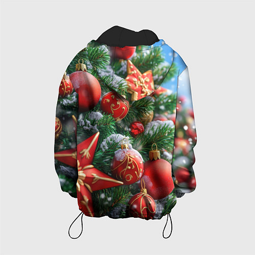 Детская куртка Красные шары и звезда новогодняя / 3D-Черный – фото 2