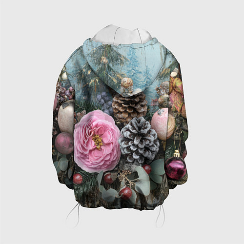 Детская куртка Новогодние цветы и шишки / 3D-Белый – фото 2