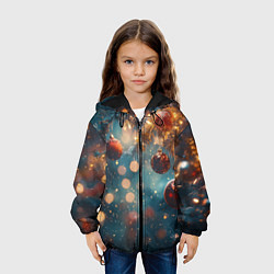 Куртка с капюшоном детская Новый год боке стиль, цвет: 3D-черный — фото 2