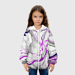 Куртка с капюшоном детская Фиолетово-белый мрамор, цвет: 3D-белый — фото 2