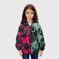 Куртка с капюшоном детская Маски из игры в кальмара, цвет: 3D-черный — фото 2