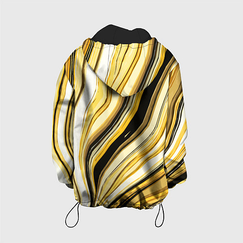 Детская куртка Волнистые вертикальные чёрно-жёлтые полосы / 3D-Черный – фото 2